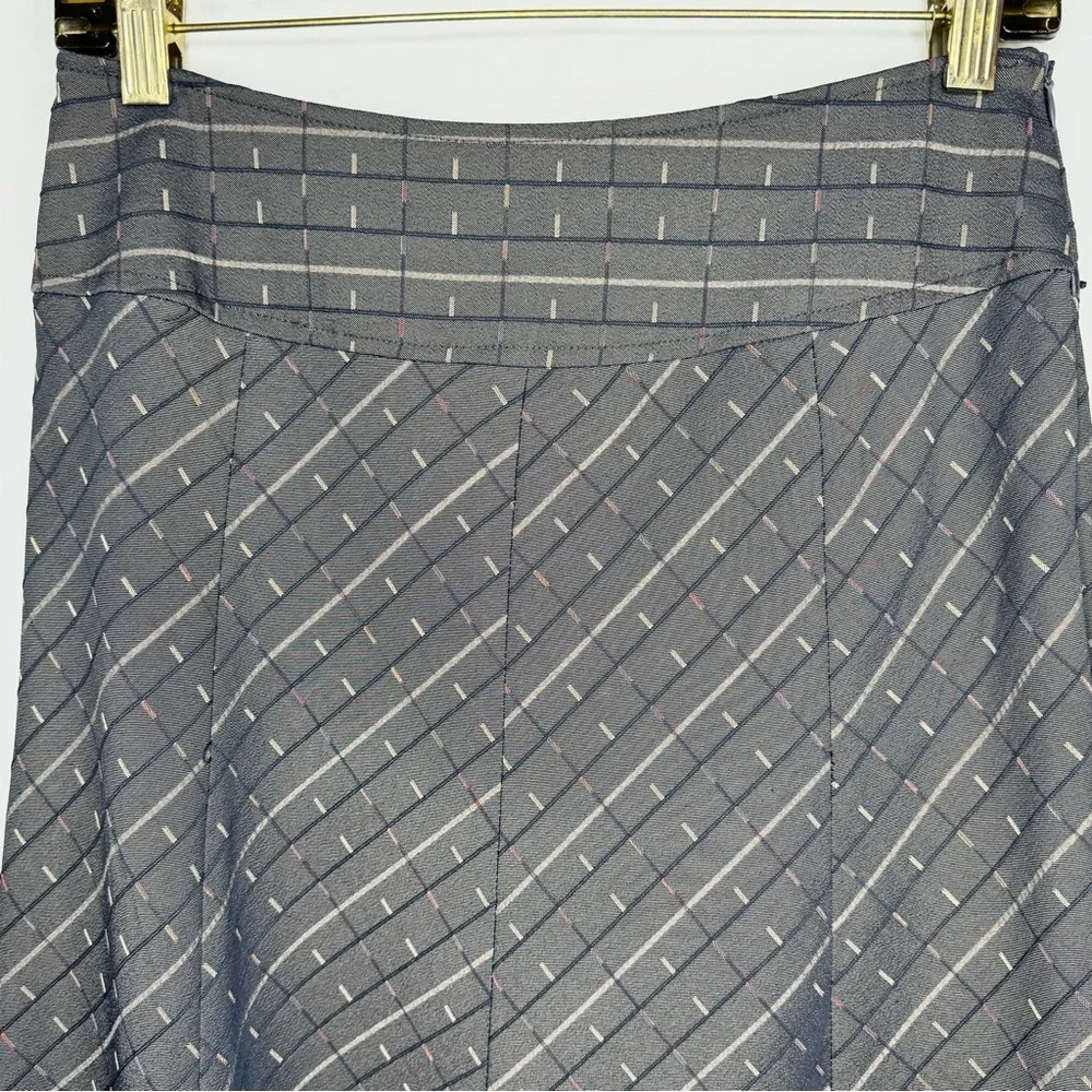 Gray-Brown Midi Skirt with Rhinestone and Chain Accents